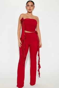Fashion Nova Wide Leg Sets Choose Me Pant Set - Red