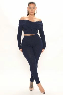 Fashion Nova Showing Off Legging Set - Navy Legging Sets