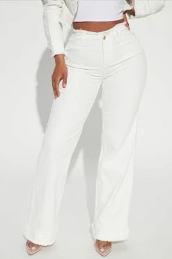 Fashion Nova Matching Separates Start Over Mid Rise Cut Off Waistband Jeans - White