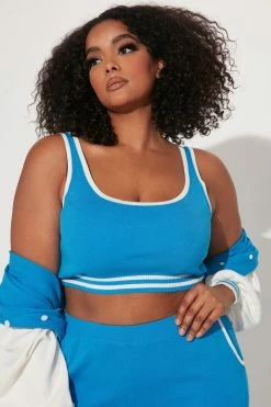 Fashion Nova Made Varsity 3 Piece Sweater Pant Set - Blue Sweater Sets