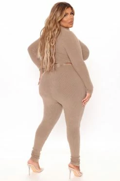 Fashion Nova Can Tell It All Ribbed Legging Set 30 - Mocha Legging Sets