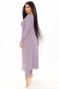 Fashion Nova Legging Sets Movin' On Ribbed 3 Piece Legging Set - Purple