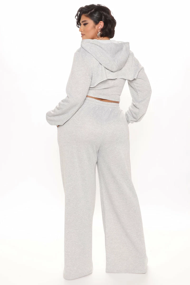 Fashion Nova Get Over It 3 Piece Pant Set - Heather Grey Wide Leg Sets