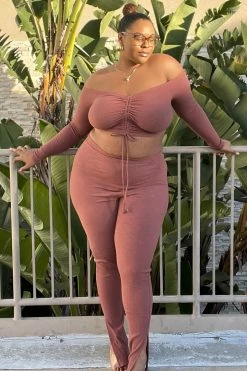 Fashion Nova Arriving Late Legging Set - Rust