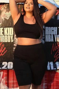 Fashion Nova Bondoc Biker Short Set - Black