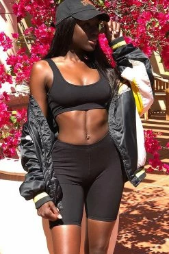 Fashion Nova Bondoc Biker Short Set - Black