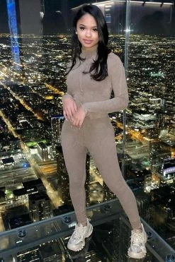 Fashion Nova Can Tell It All Ribbed Legging Set 30 - Mocha Legging Sets