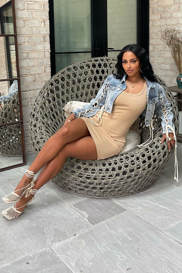 Fashion Nova Can't Keep Up Denim Jacket - Light Blue Wash