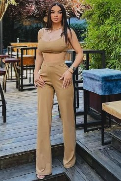 Fashion Nova Cassie Pant Set - Camel