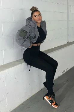 Fashion Nova Clear Your Schedule Ruched Pant Set - Black