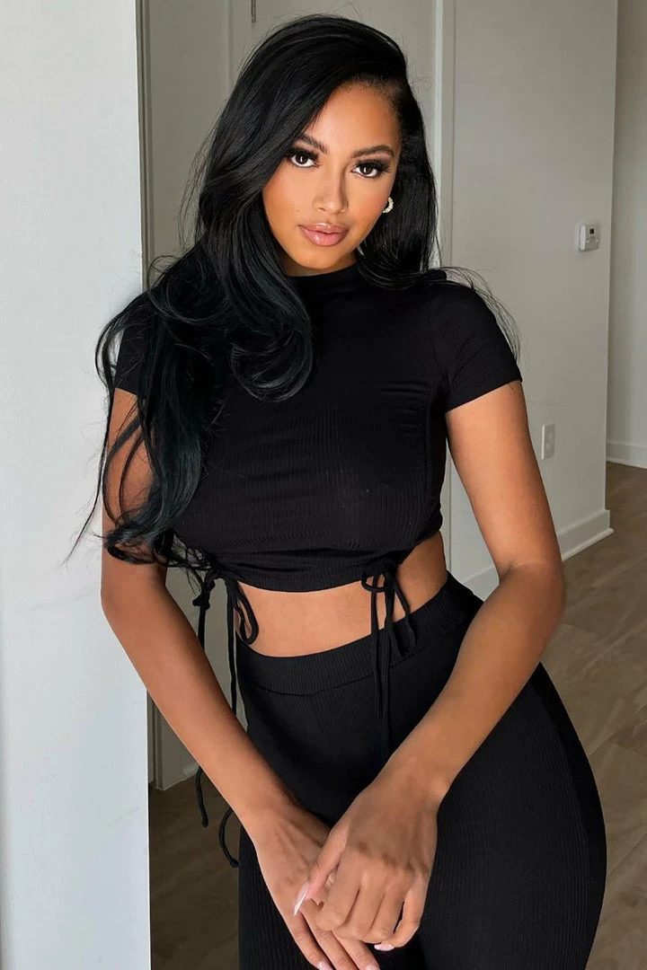 Fashion Nova Clear Your Schedule Ruched Pant Set - Black