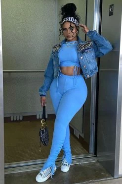 Fashion Nova Clear Your Schedule Ruched Pant Set - Blue
