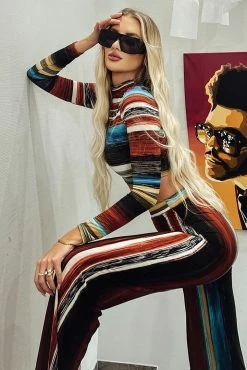 Fashion Nova Colette Pant Set - Teal/combo Wide Leg Sets