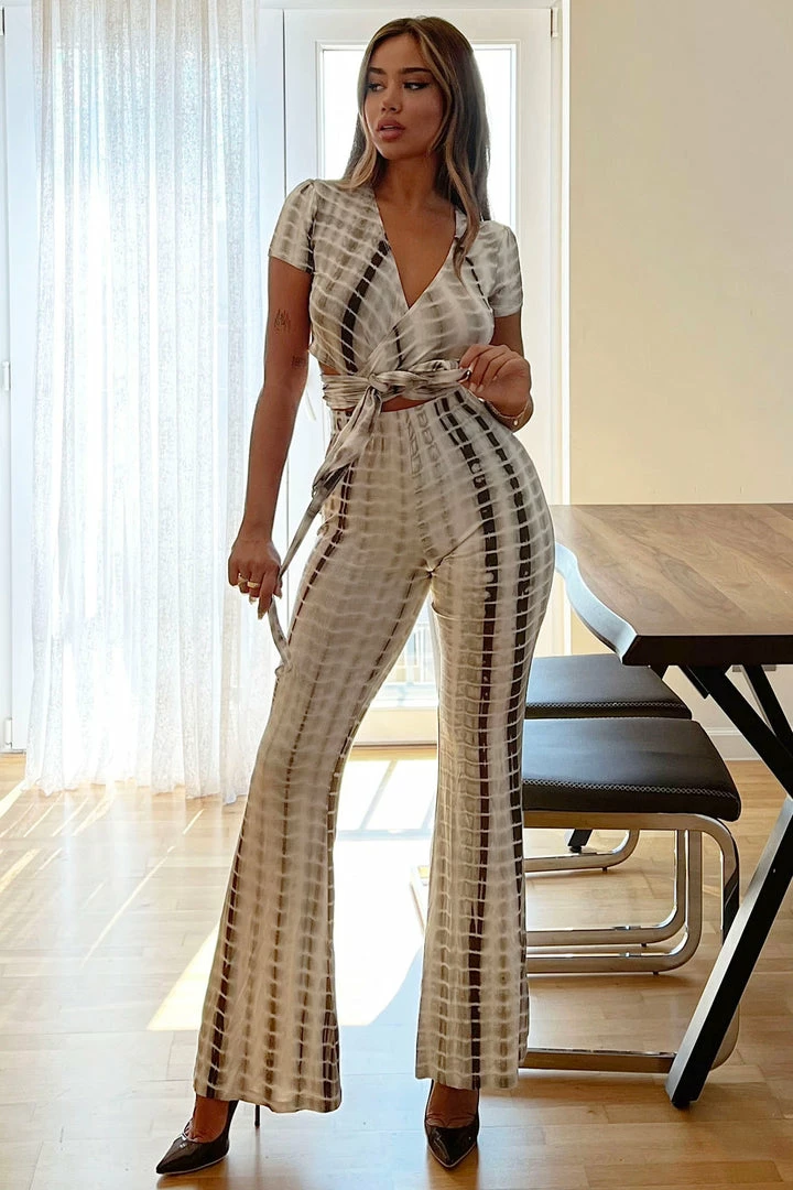 Fashion Nova Don't Waste My Time Tie Dye Pant Set - Olive Wide Leg Sets