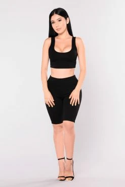 Fashion Nova Bondoc Biker Short Set - Black