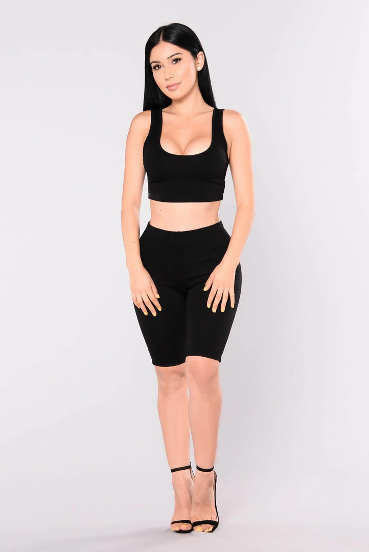 Fashion Nova Bondoc Biker Short Set - Black