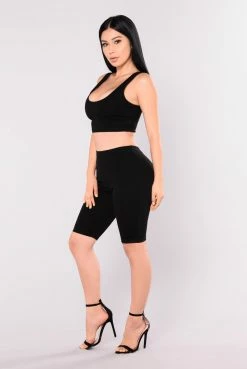 Fashion Nova Bondoc Biker Short Set - Black