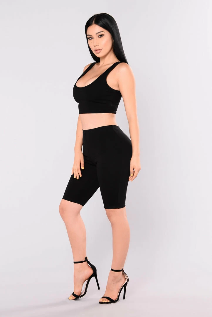 Fashion Nova Bondoc Biker Short Set - Black
