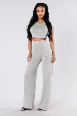 Fashion Nova Net And Chill Set - Heather Grey