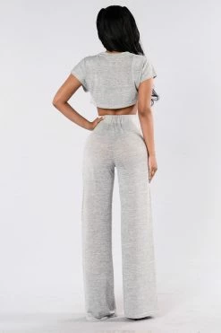 Fashion Nova Net And Chill Set - Heather Grey