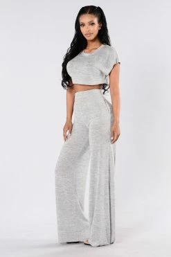 Fashion Nova Net And Chill Set - Heather Grey