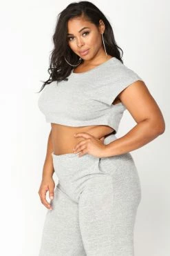 Fashion Nova Net And Chill Set - Heather Grey