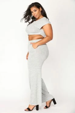 Fashion Nova Net And Chill Set - Heather Grey