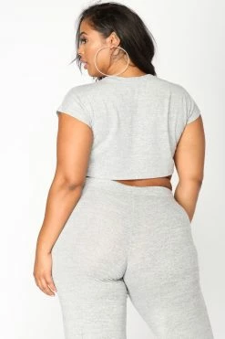 Fashion Nova Net And Chill Set - Heather Grey