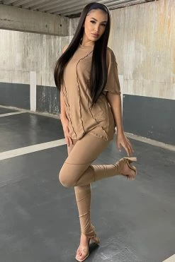 Fashion Nova Follow The Leader Legging Set - Taupe Legging Sets