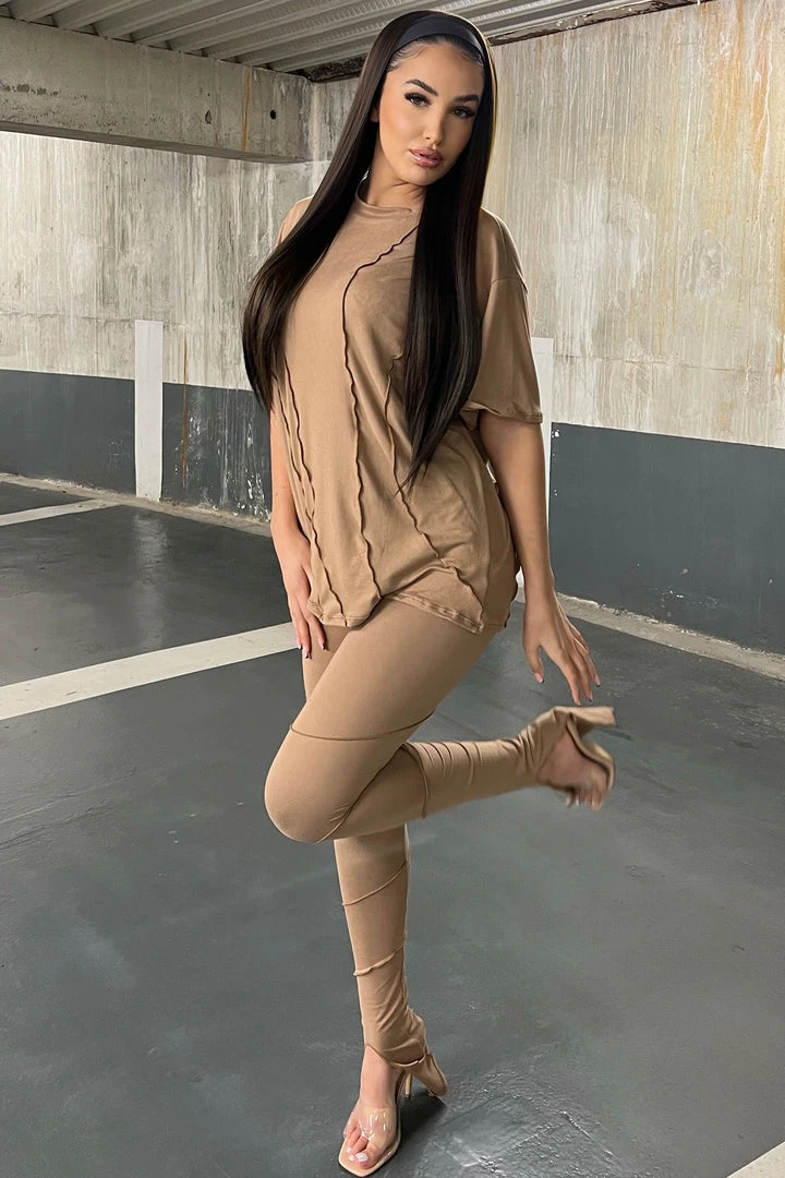 Fashion Nova Follow The Leader Legging Set - Taupe Legging Sets
