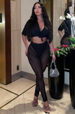 Fashion Nova Legging Sets Good And Plenty Mesh Legging Set 31 - Black