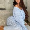 Fashion Nova Got Me Chilled Down Sweater Set - Dusty Blue