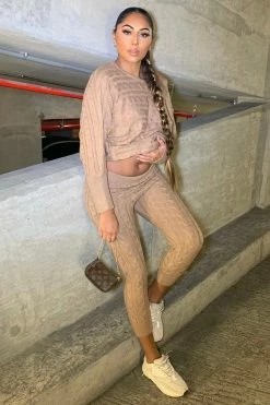 Fashion Nova Got Me Chilled Down Sweater Set - Mocha