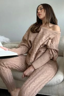 Fashion Nova Got Me Chilled Down Sweater Set - Mocha