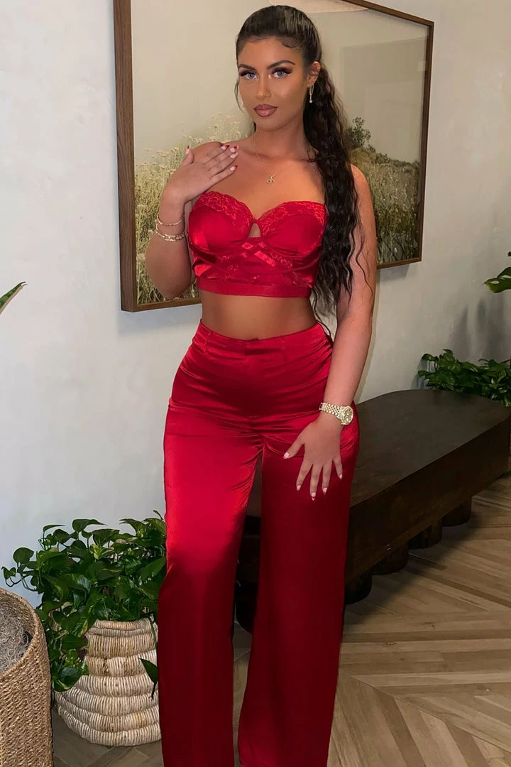 Fashion Nova Wide Leg Sets In Your Dreams Pant Set - Burgundy