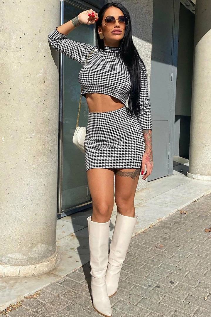 Fashion Nova Sweater Sets Let It Go Sweater Skirt Set - White/Black