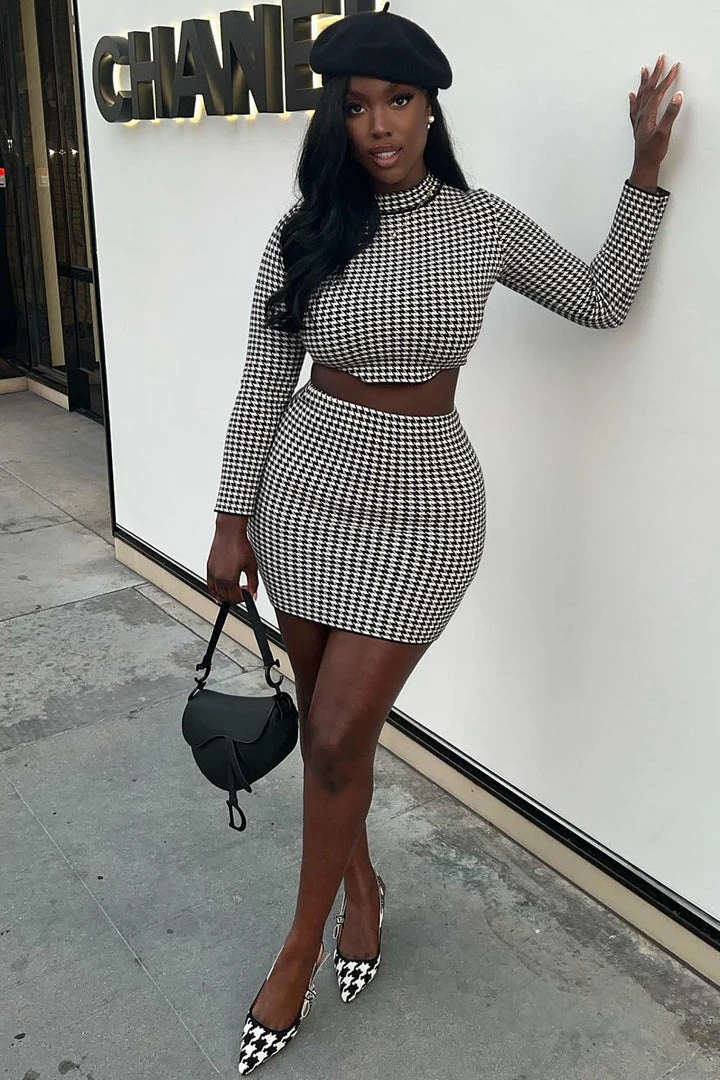 Fashion Nova Sweater Sets Let It Go Sweater Skirt Set - White/Black