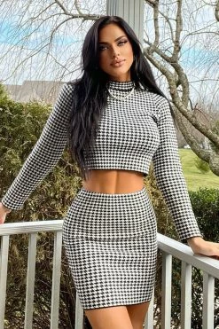 Fashion Nova Sweater Sets Let It Go Sweater Skirt Set - White/Black