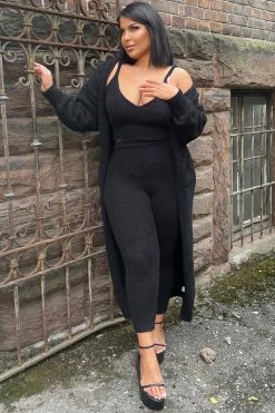 Fashion Nova Living In It 3 Piece Legging Set - Black Legging Sets