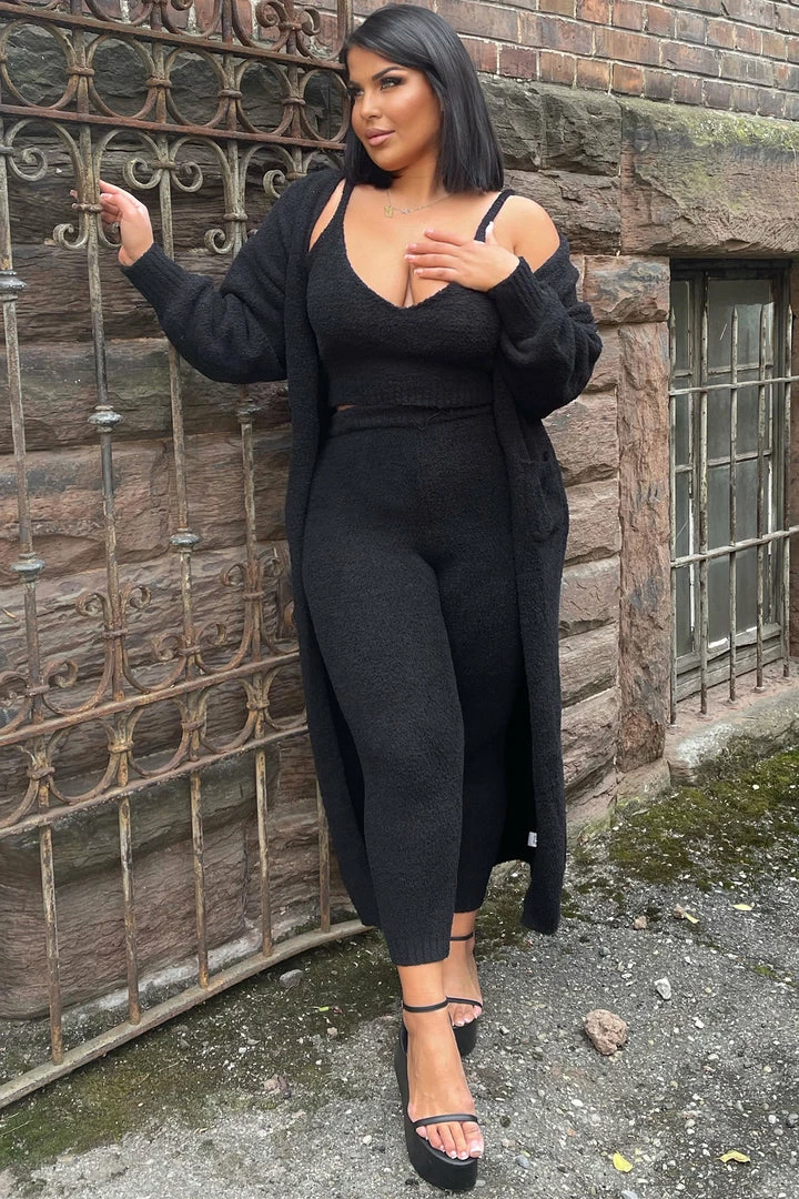 Fashion Nova Living In It 3 Piece Legging Set - Black Legging Sets