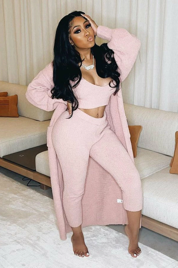 Fashion Nova Living In It 3 Piece Legging Set - Pink Legging Sets
