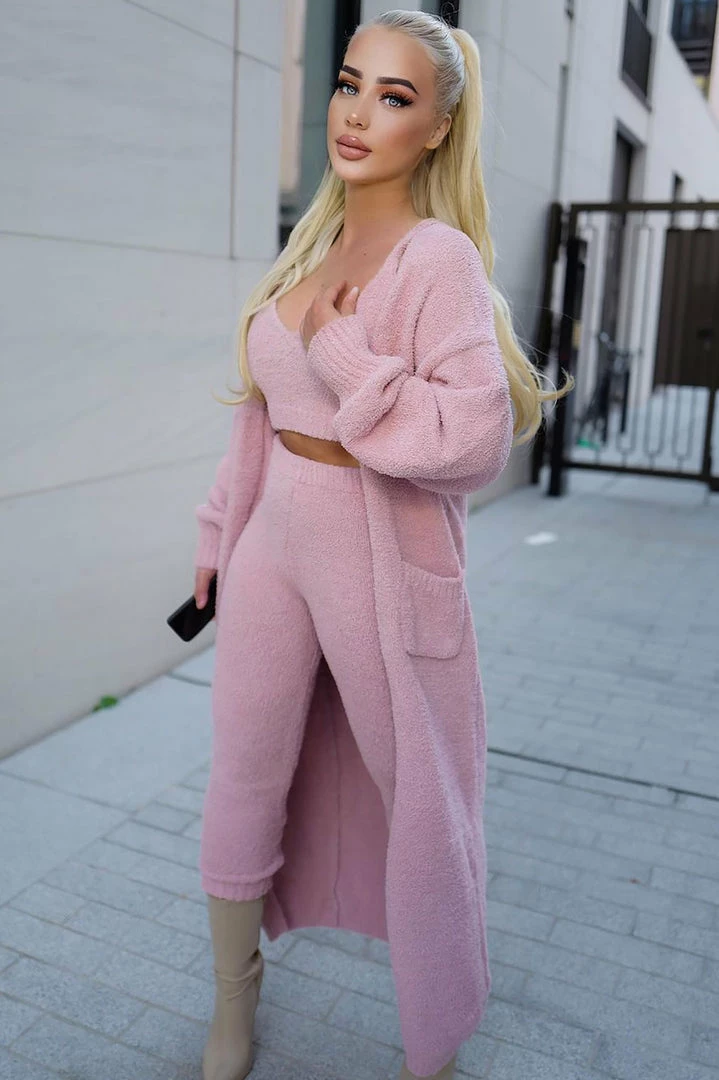 Fashion Nova Living In It 3 Piece Legging Set - Pink Legging Sets