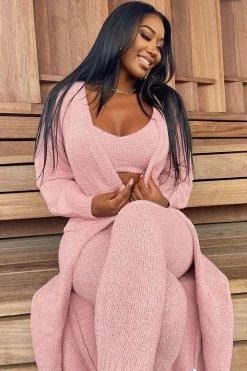 Fashion Nova Living In It 3 Piece Legging Set - Pink Legging Sets