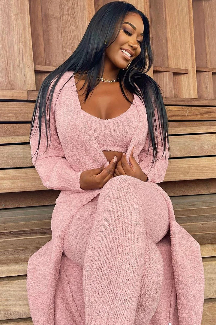 Fashion Nova Living In It 3 Piece Legging Set - Pink Legging Sets