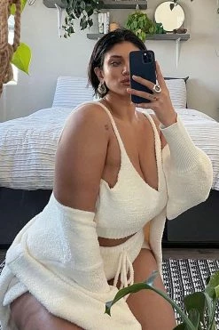 Fashion Nova Living In It Cozy 3 Piece Set - Ivory Sweater Sets
