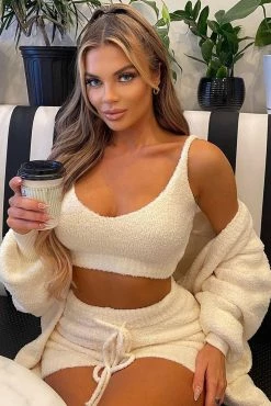 Fashion Nova Living In It Cozy 3 Piece Set - Ivory Sweater Sets