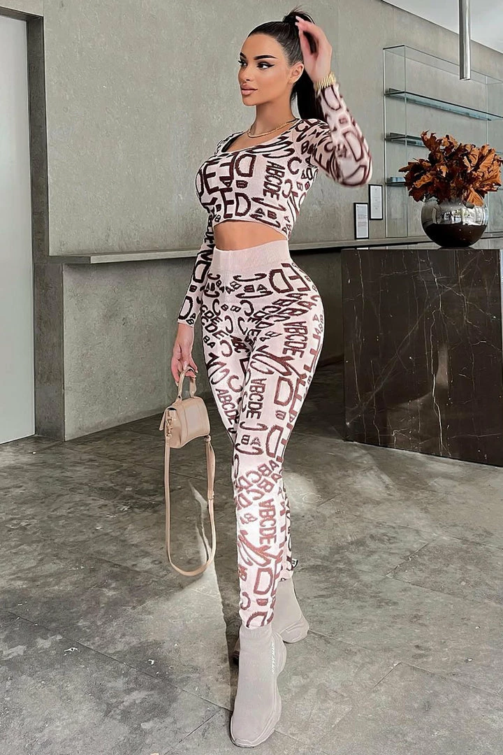 Fashion Nova Love Letters Sweater Pant Set - Mocha