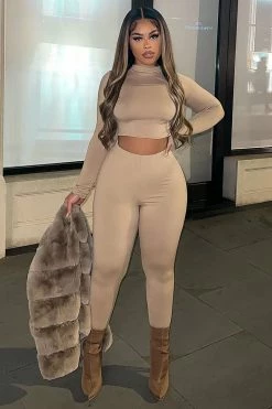 Fashion Nova Legging Sets Meet At My Favorite Spot Legging Set - Taupe
