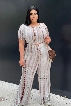 Fashion Nova Wide Leg Sets More Freedom Pant Set - Brown/combo