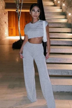 Fashion Nova Net And Chill Set - Heather Grey